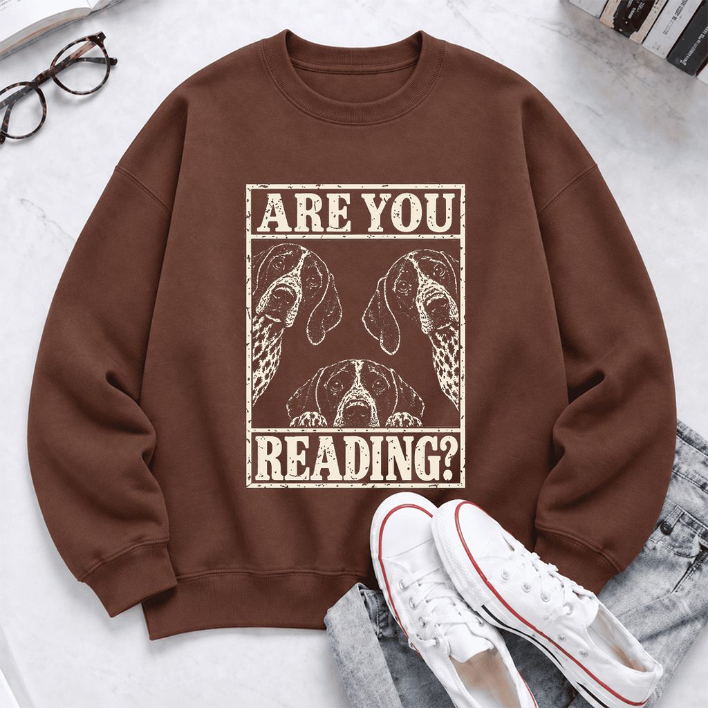 Are You Reading German Shorthaired Pointer Softstyle Sweatshirt | Reader Gift Cocoa