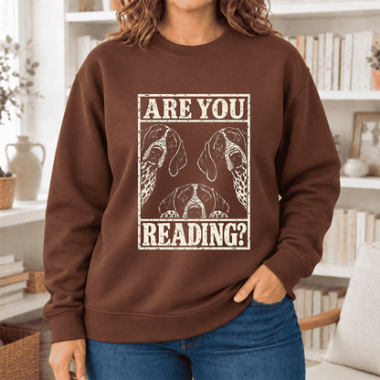 Are You Reading German Shorthaired Pointer Softstyle Sweatshirt | Reader Gift Cocoa