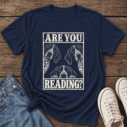 ARE YOU READING German Shorthaired Pointer Ultra-Soft Cotton T-Shirt | Gift Navy