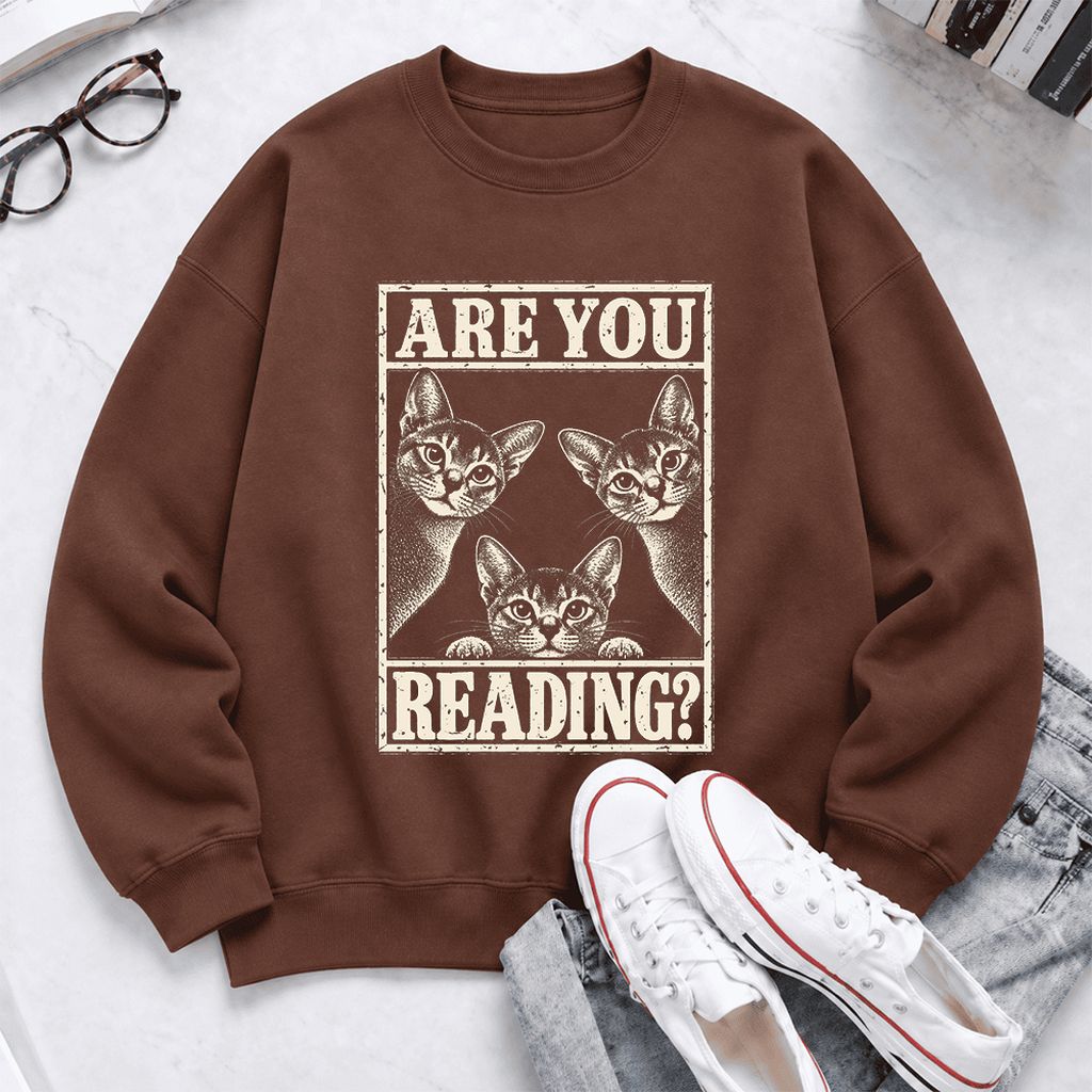 Are You Reading Abyssinian Softstyle Sweatshirt | Cat Lover Reader Gift Cocoa