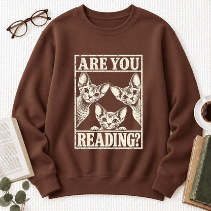 Are You Reading Devon Rex Softstyle Sweatshirt | Cat Lover Reader Gift Cocoa
