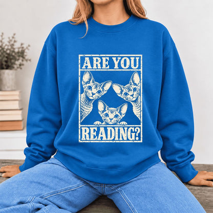 Are You Reading Devon Rex Softstyle Sweatshirt | Cat Lover Reader Gift Royal