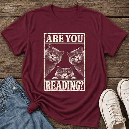ARE YOU READING? British Shorthair Ultra-Soft Cotton T-Shirt | Cat Lover Gift Maroon