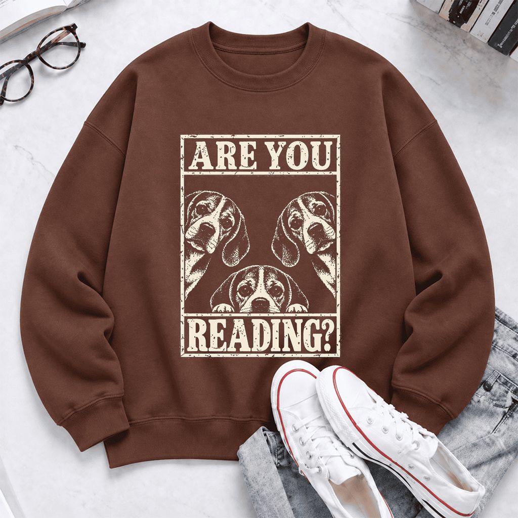 Are You Reading Beagle Softstyle Sweatshirt | Dog Lover Reader Gift Cocoa