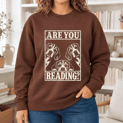 Are You Reading Beagle Softstyle Sweatshirt | Dog Lover Reader Gift Cocoa