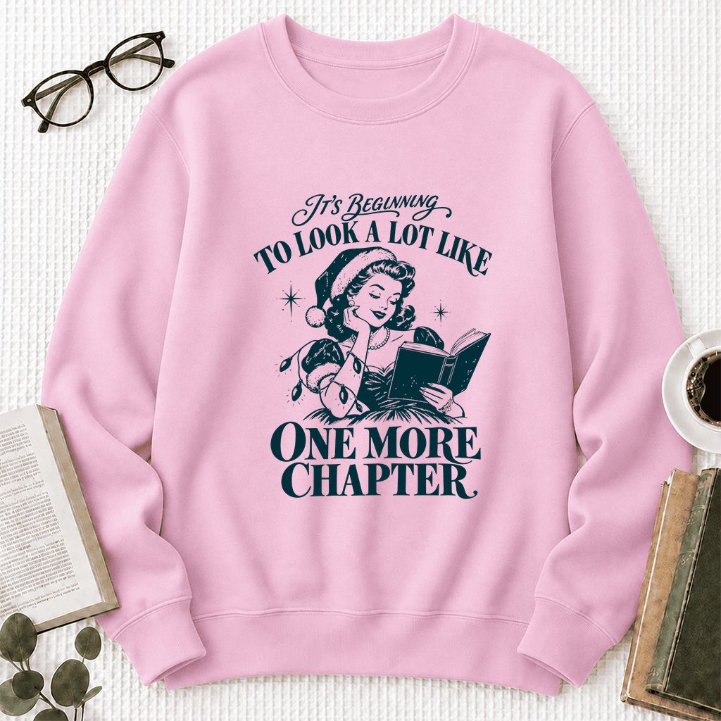 One More Chapter Printed Sweatshirt | Christmas Reader Gift Light Pink