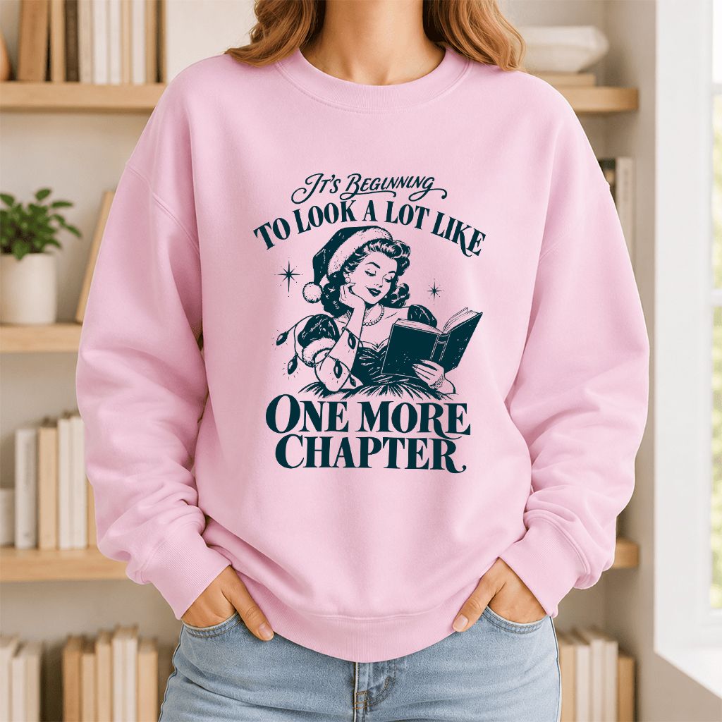 One More Chapter Printed Sweatshirt | Christmas Reader Gift Light Pink