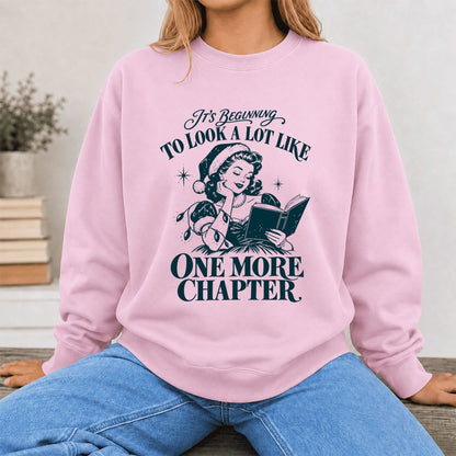 One More Chapter Printed Sweatshirt | Christmas Reader Gift Light Pink