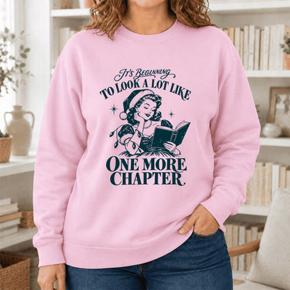 One More Chapter Printed Sweatshirt | Christmas Reader Gift Light Pink