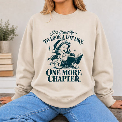 One More Chapter Printed Sweatshirt | Christmas Reader Gift Sand