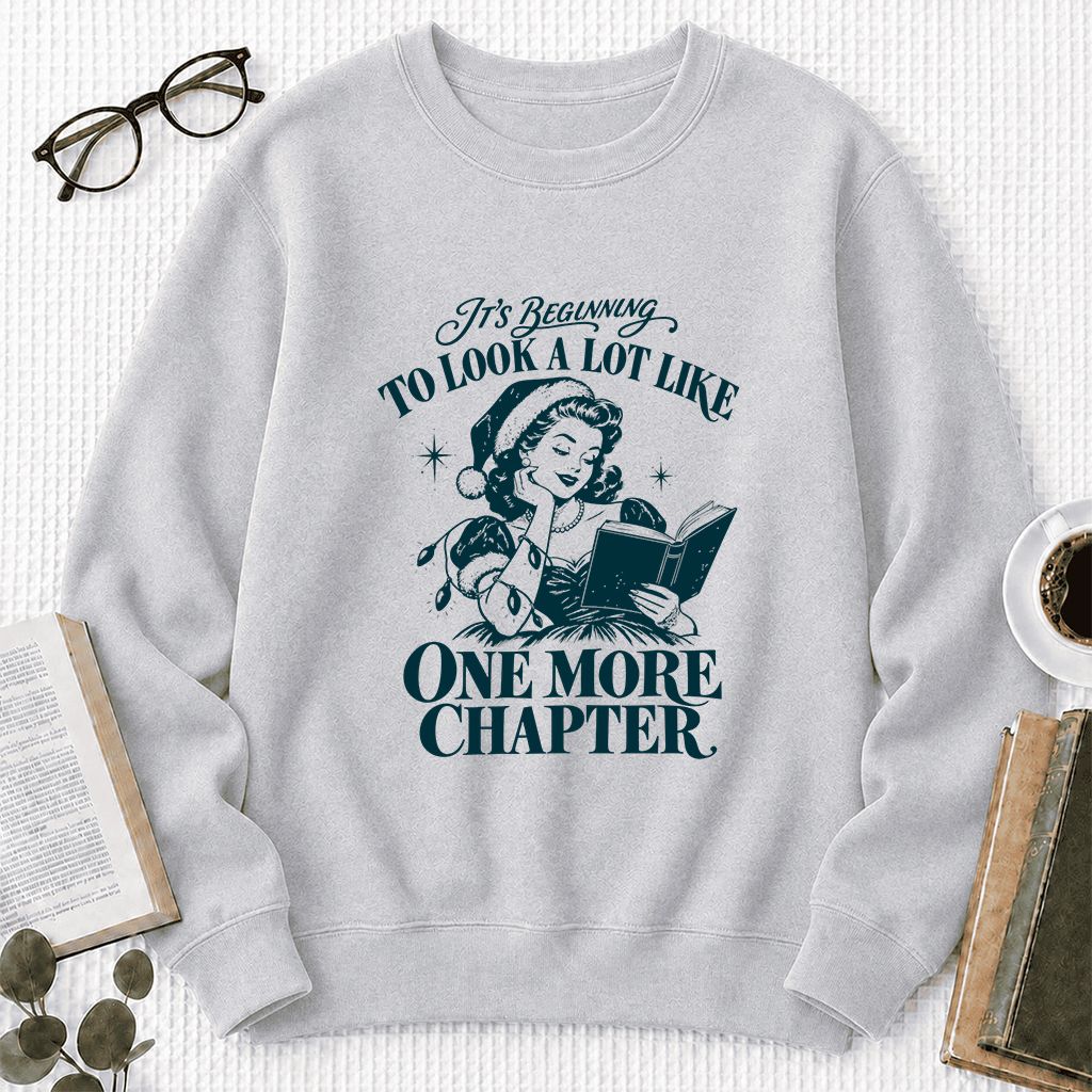 One More Chapter Printed Sweatshirt | Christmas Reader Gift Sport Grey