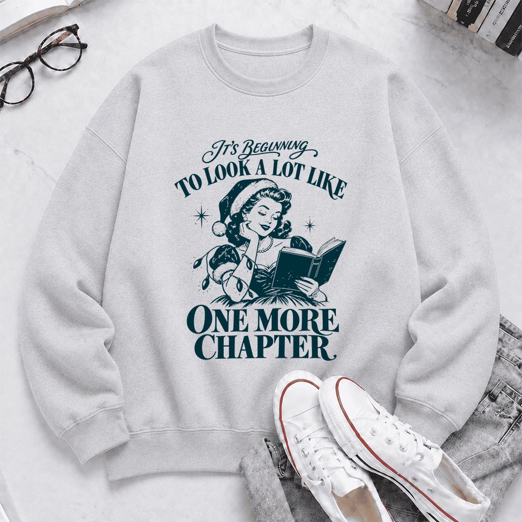One More Chapter Printed Sweatshirt | Christmas Reader Gift Sport Grey