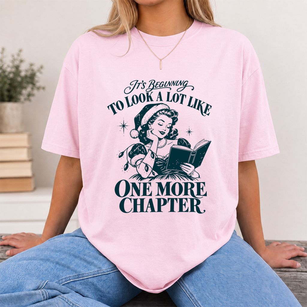 One More Chapter Printed T-Shirt | Christmas Reader Gift Light Pink