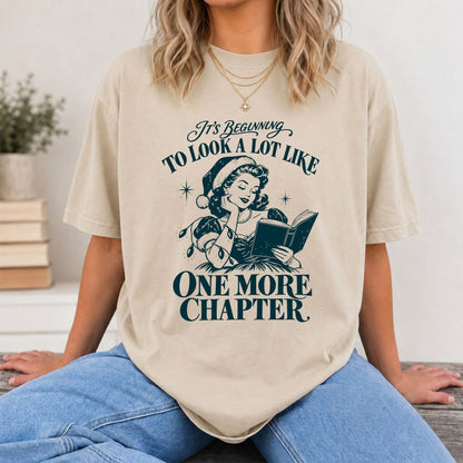 One More Chapter Printed T-Shirt | Christmas Reader Gift Sand