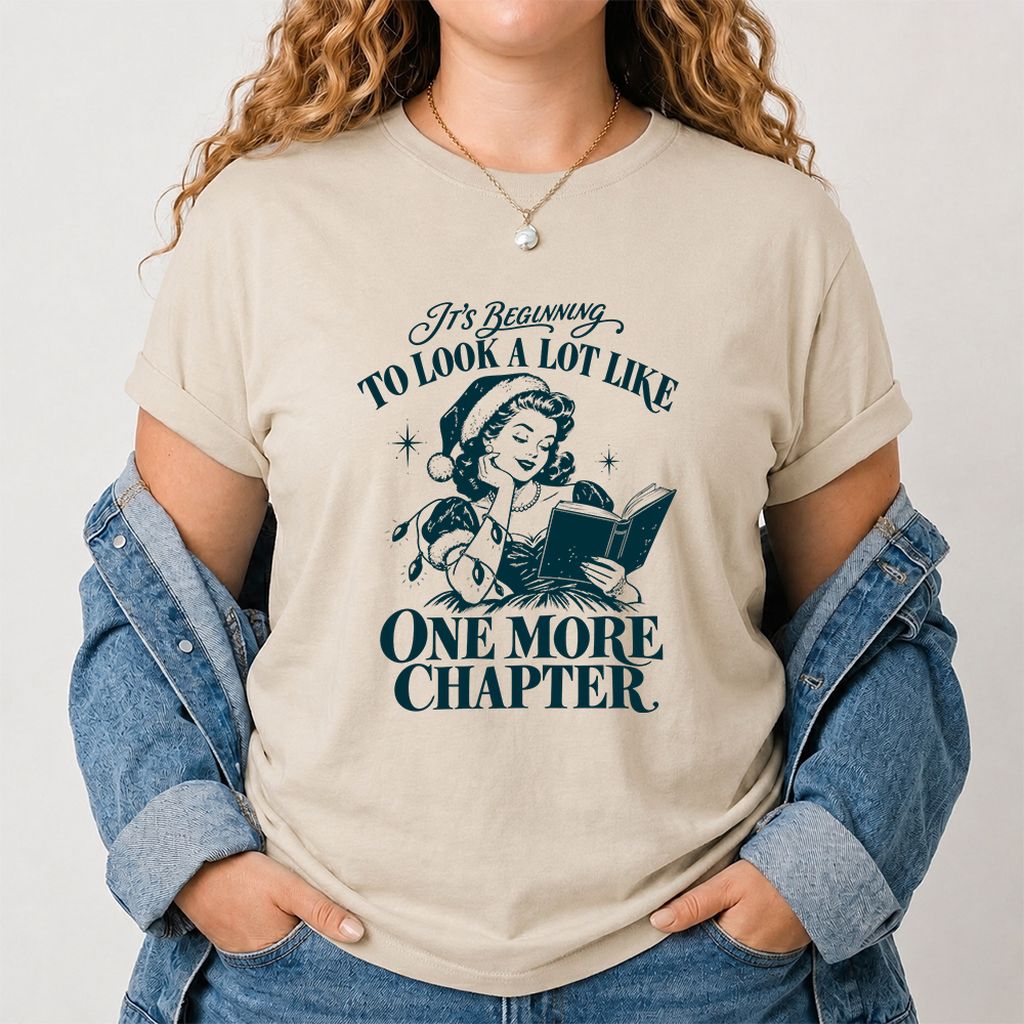 One More Chapter Printed T-Shirt | Christmas Reader Gift Sand