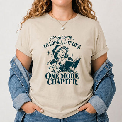One More Chapter Printed T-Shirt | Christmas Reader Gift Sand