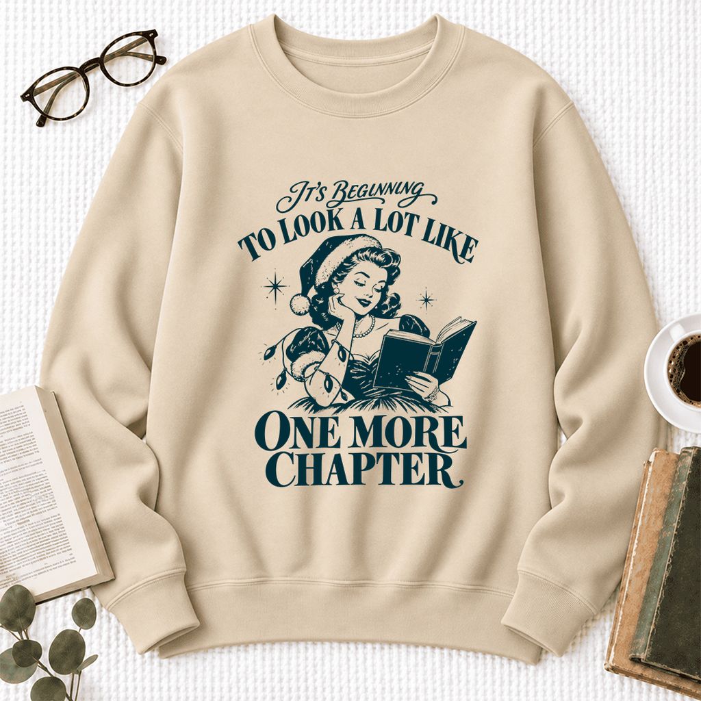 Look A Lot Like One More Chapter Softstyle Sweatshirt | Christmas Reader Gift Sand