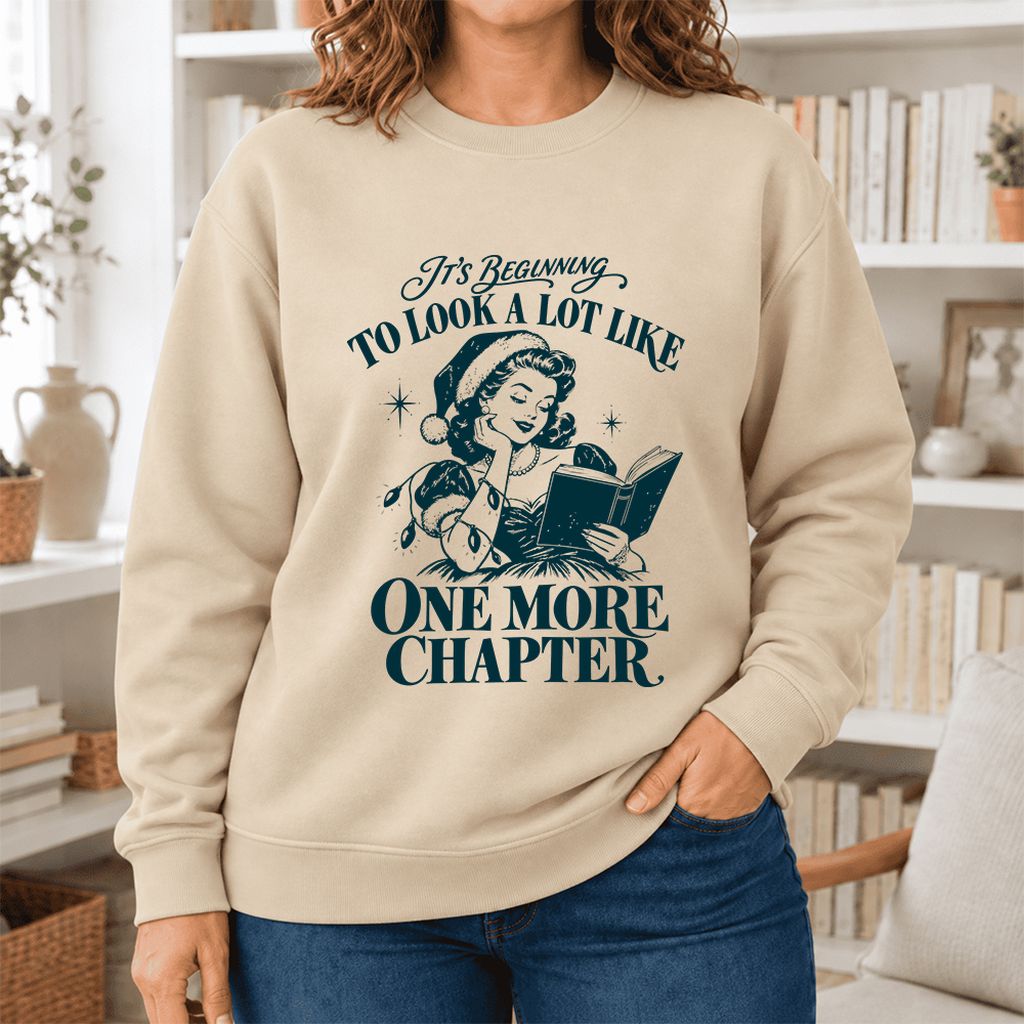 Look A Lot Like One More Chapter Softstyle Sweatshirt | Christmas Reader Gift Sand