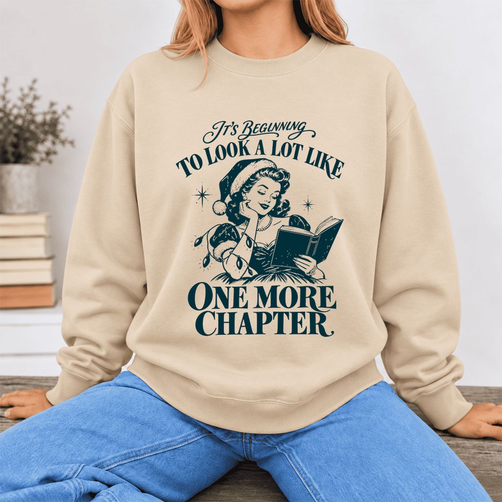 Look A Lot Like One More Chapter Softstyle Sweatshirt | Christmas Reader Gift Sand