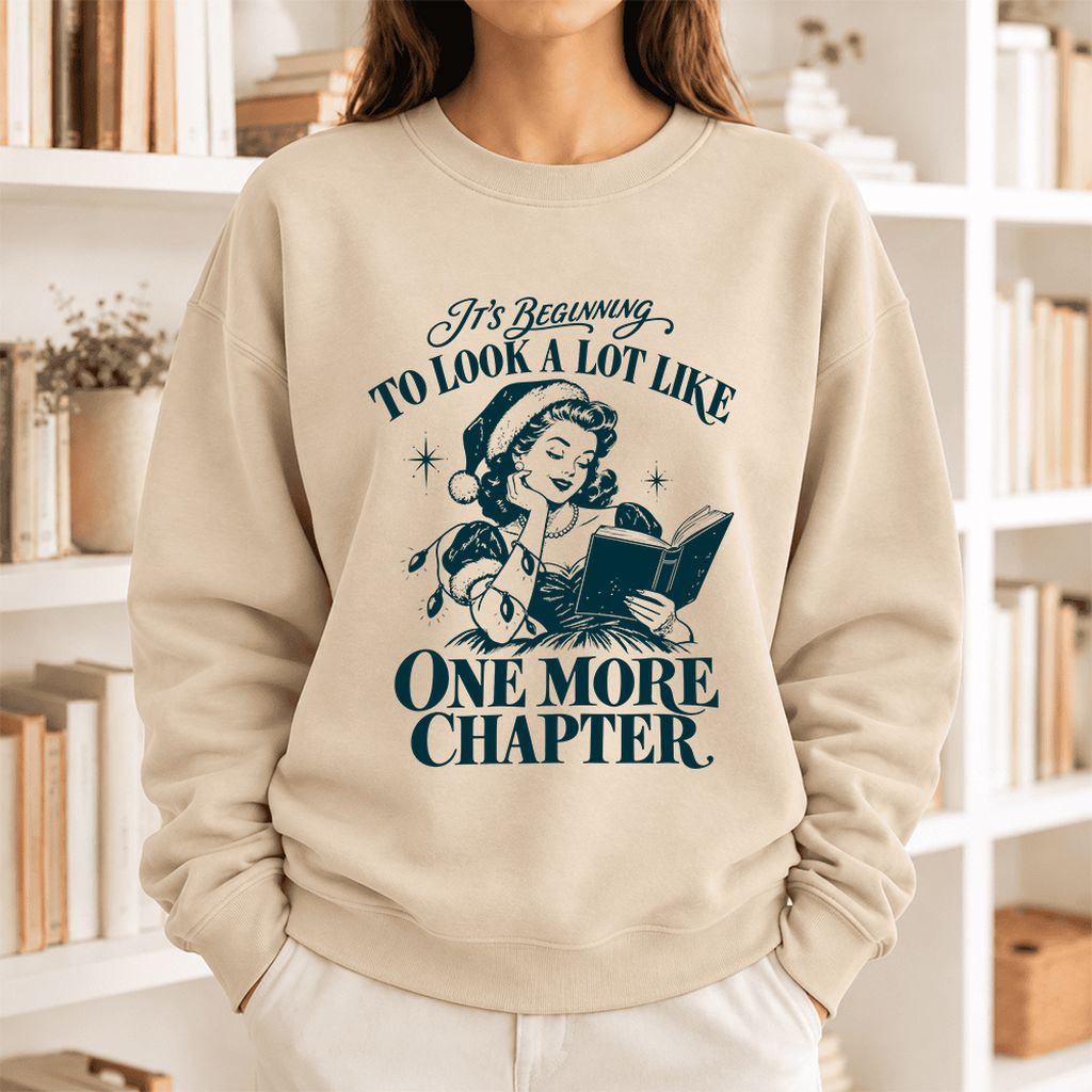 Look A Lot Like One More Chapter Softstyle Sweatshirt | Christmas Reader Gift Sand