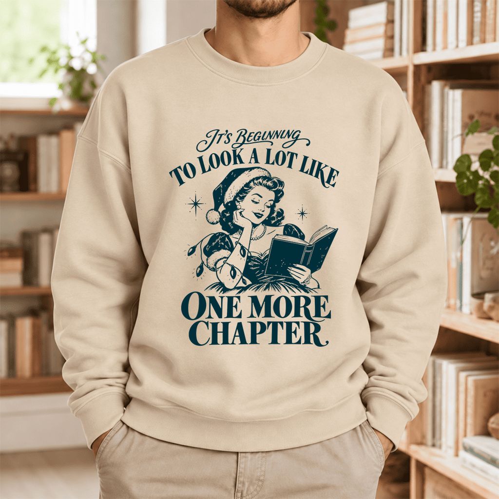 Look A Lot Like One More Chapter Softstyle Sweatshirt | Christmas Reader Gift Sand
