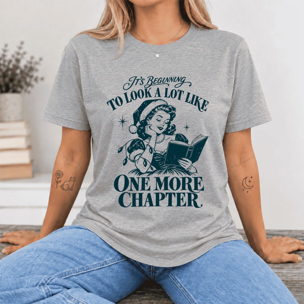 One More Chapter Ultra-Soft Cotton T-Shirt | Christmas Reader Gift Athletic Heather