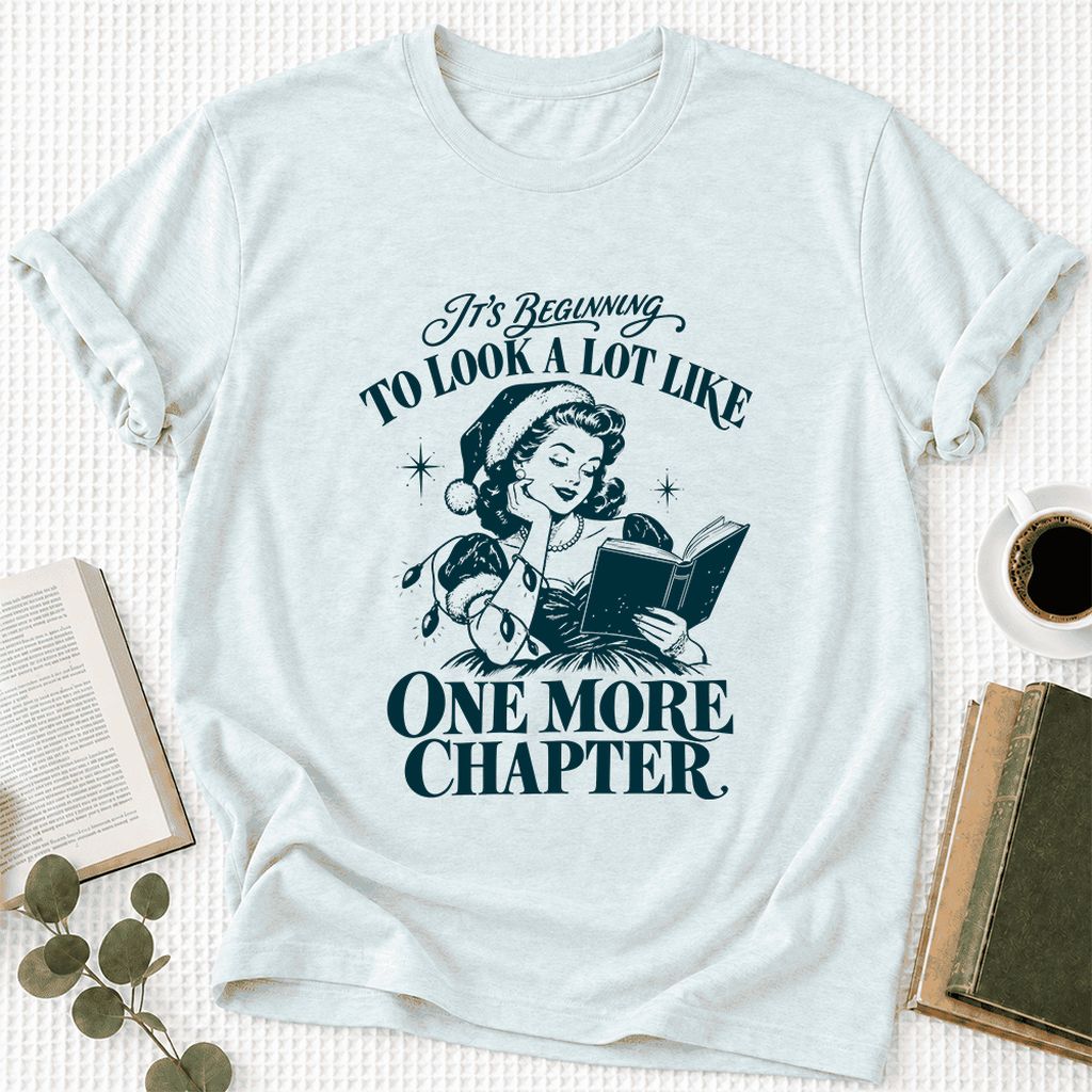 One More Chapter Ultra-Soft Cotton T-Shirt | Christmas Reader Gift Heather Ice Blue