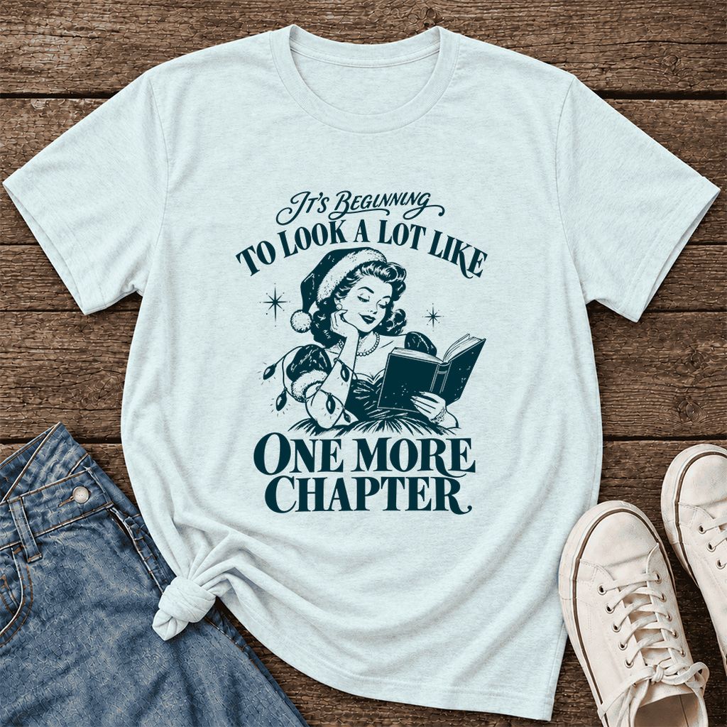 One More Chapter Ultra-Soft Cotton T-Shirt | Christmas Reader Gift Heather Ice Blue