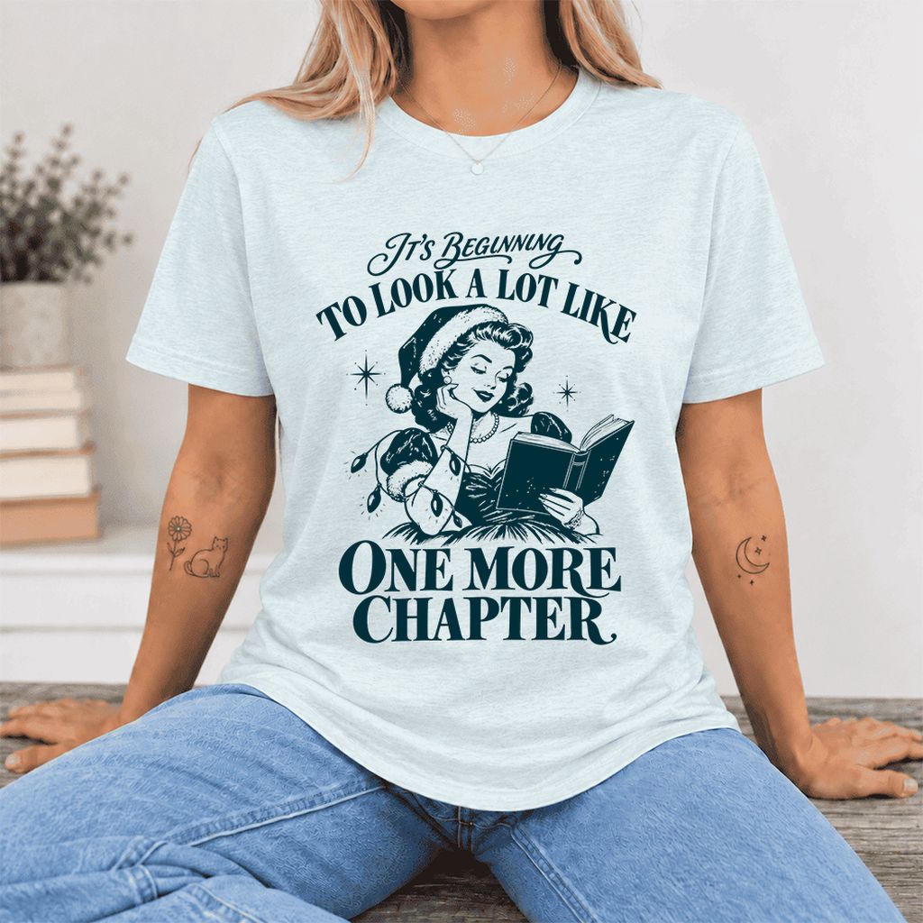 One More Chapter Ultra-Soft Cotton T-Shirt | Christmas Reader Gift Heather Ice Blue