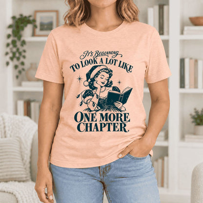 One More Chapter Ultra-Soft Cotton T-Shirt | Christmas Reader Gift Heather Peach