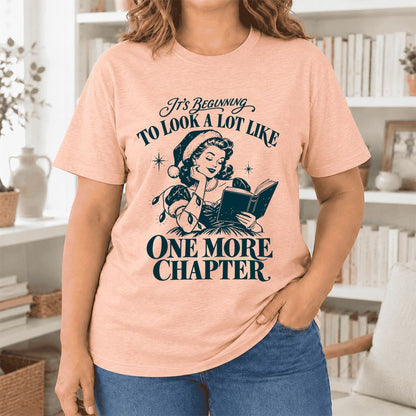 One More Chapter Ultra-Soft Cotton T-Shirt | Christmas Reader Gift Heather Peach