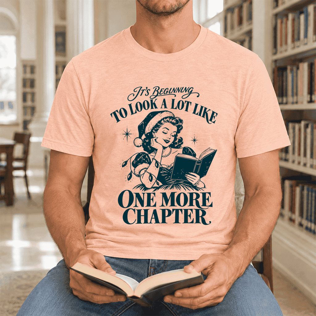 One More Chapter Ultra-Soft Cotton T-Shirt | Christmas Reader Gift Heather Peach