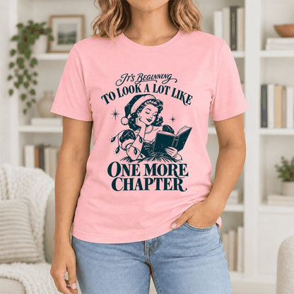 One More Chapter Ultra-Soft Cotton T-Shirt | Christmas Reader Gift Pink