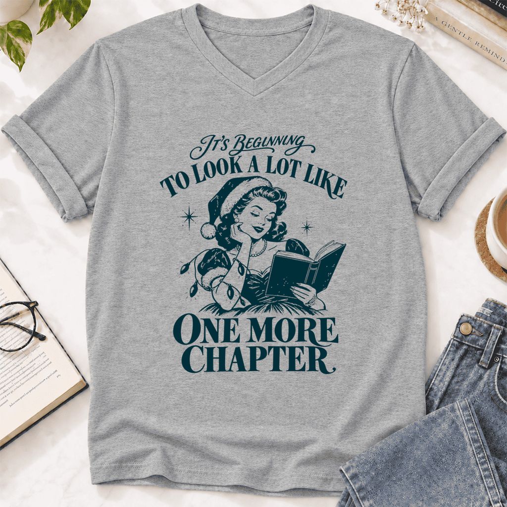 One More Chapter Ultra-Soft V-Neck | Christmas Reader Gift Athletic Heather