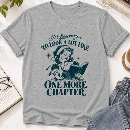 One More Chapter Ultra-Soft V-Neck | Christmas Reader Gift Athletic Heather
