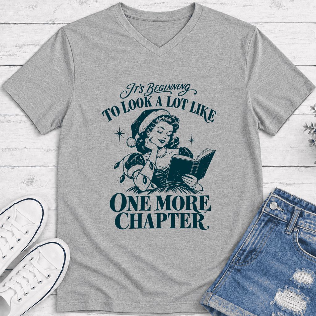 One More Chapter Ultra-Soft V-Neck | Christmas Reader Gift Athletic Heather
