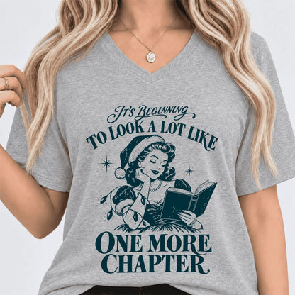 One More Chapter Ultra-Soft V-Neck | Christmas Reader Gift Athletic Heather