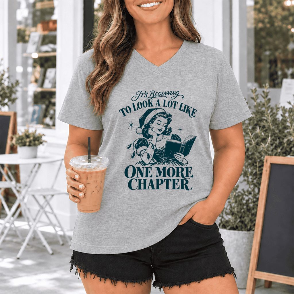 One More Chapter Ultra-Soft V-Neck | Christmas Reader Gift Athletic Heather