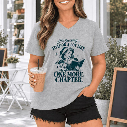 One More Chapter Ultra-Soft V-Neck | Christmas Reader Gift Athletic Heather