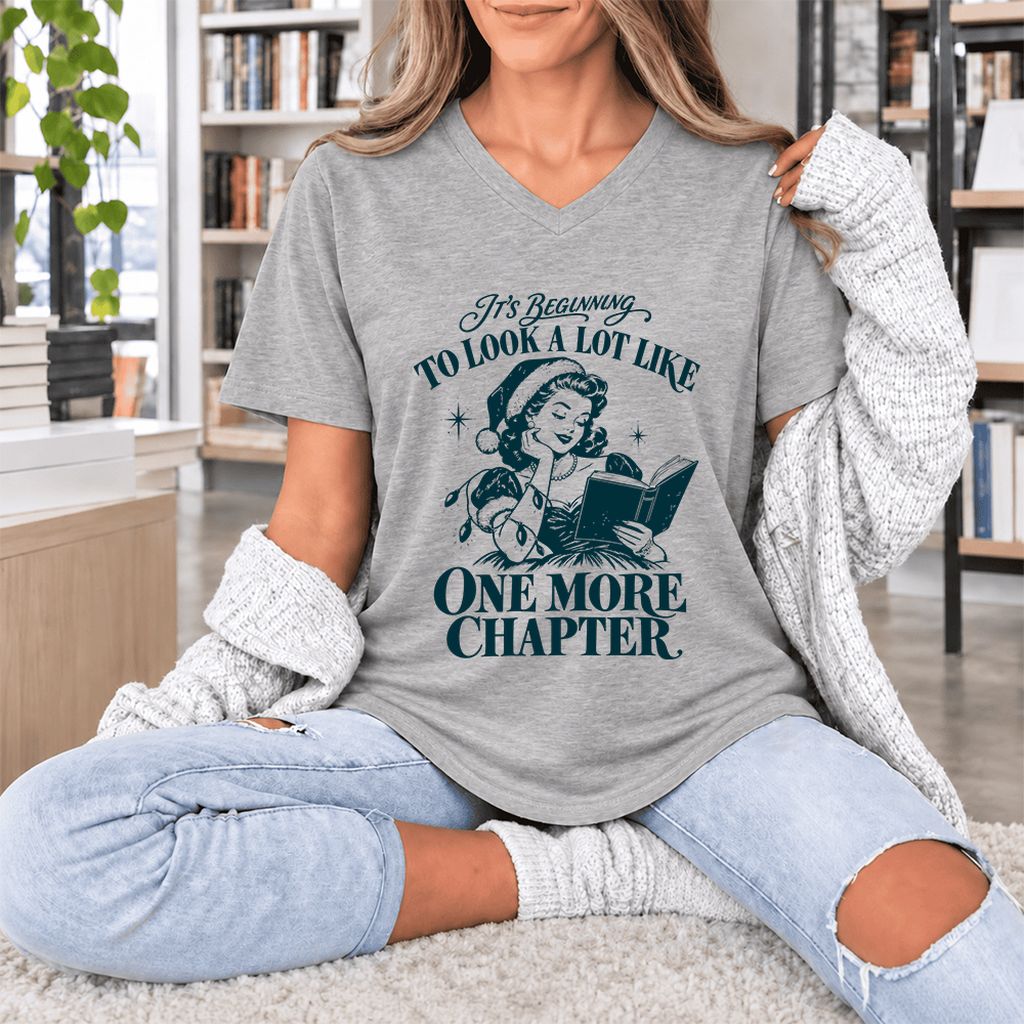 One More Chapter Ultra-Soft V-Neck | Christmas Reader Gift Athletic Heather