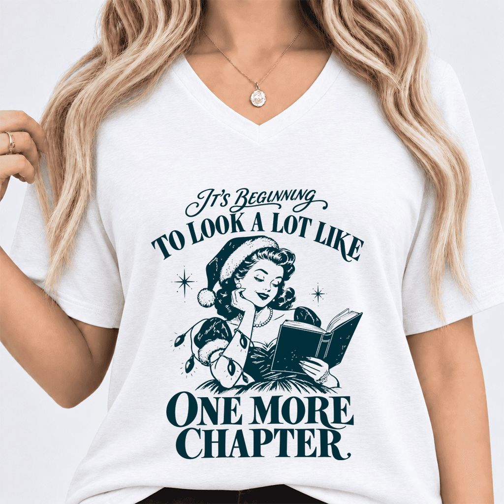 One More Chapter Ultra-Soft V-Neck | Christmas Reader Gift White