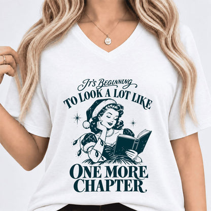 One More Chapter Ultra-Soft V-Neck | Christmas Reader Gift White