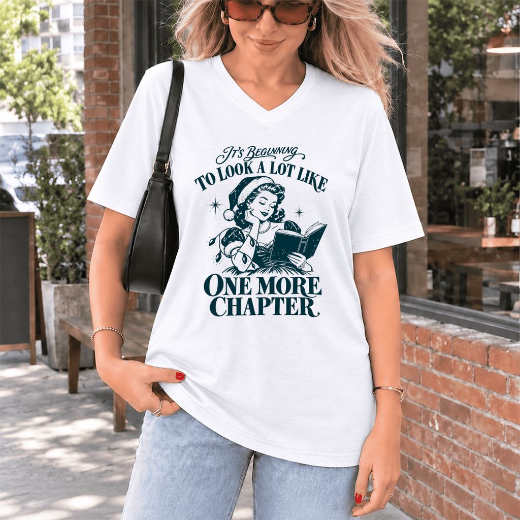 One More Chapter Ultra-Soft V-Neck | Christmas Reader Gift White