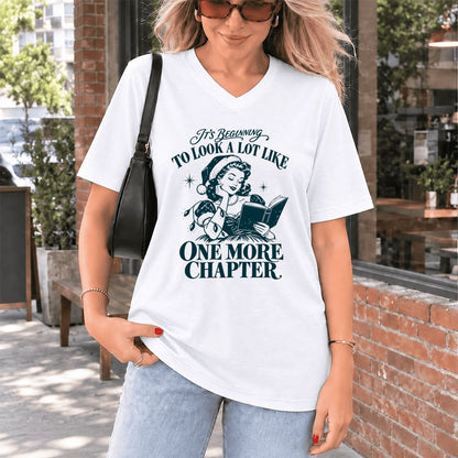 One More Chapter Ultra-Soft V-Neck | Christmas Reader Gift White