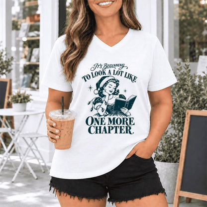 One More Chapter Ultra-Soft V-Neck | Christmas Reader Gift White