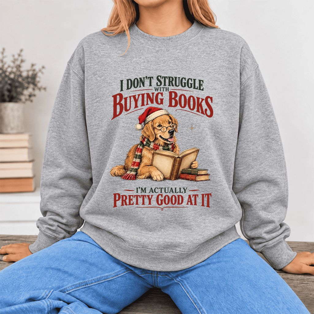 I Don't Struggle With Buying Books Softstyle Sweatshirt | Christmas Reader Gift Sport Grey