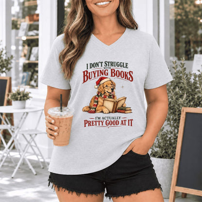 I Don’t Struggle With Buying Books Ultra-Soft V-Neck | Christmas Reader Gift Ash