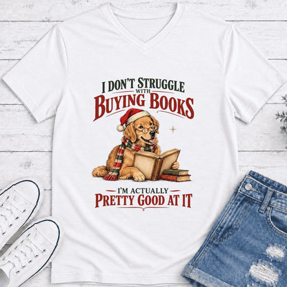 I Don’t Struggle With Buying Books Ultra-Soft V-Neck | Christmas Reader Gift White