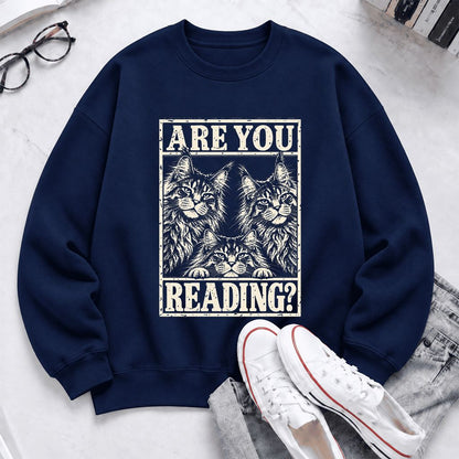 Are You Reading Maine Coon Softstyle Sweatshirt | Cat Lover Reader Gift Navy