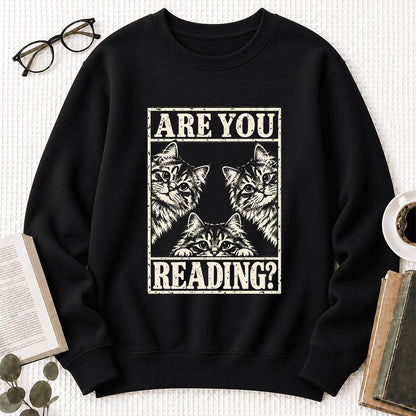 Are You Reading Siberian Softstyle Sweatshirt | Cat Lover Reader Gift Black